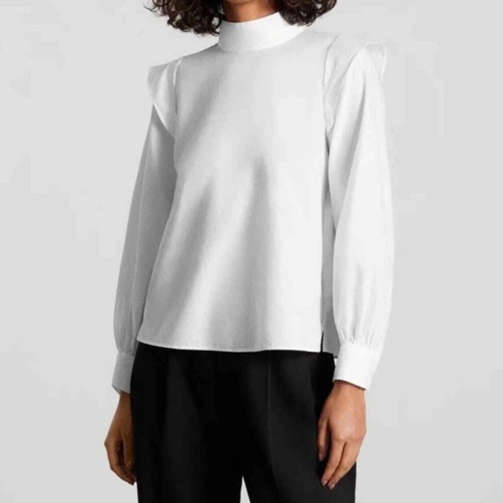 Everlane The Wing Shoulder Mockneck Long Sleeve Top White 6